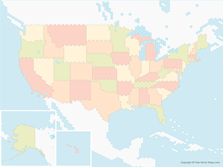 460x345 Vector Map Of United States Of America With States