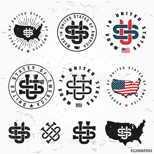 500x500 Made In Usa Monogram Vector Set Vintage America Logo Design