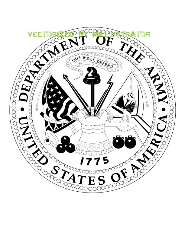 612x792 U S Army Seal Black And White Vector Art