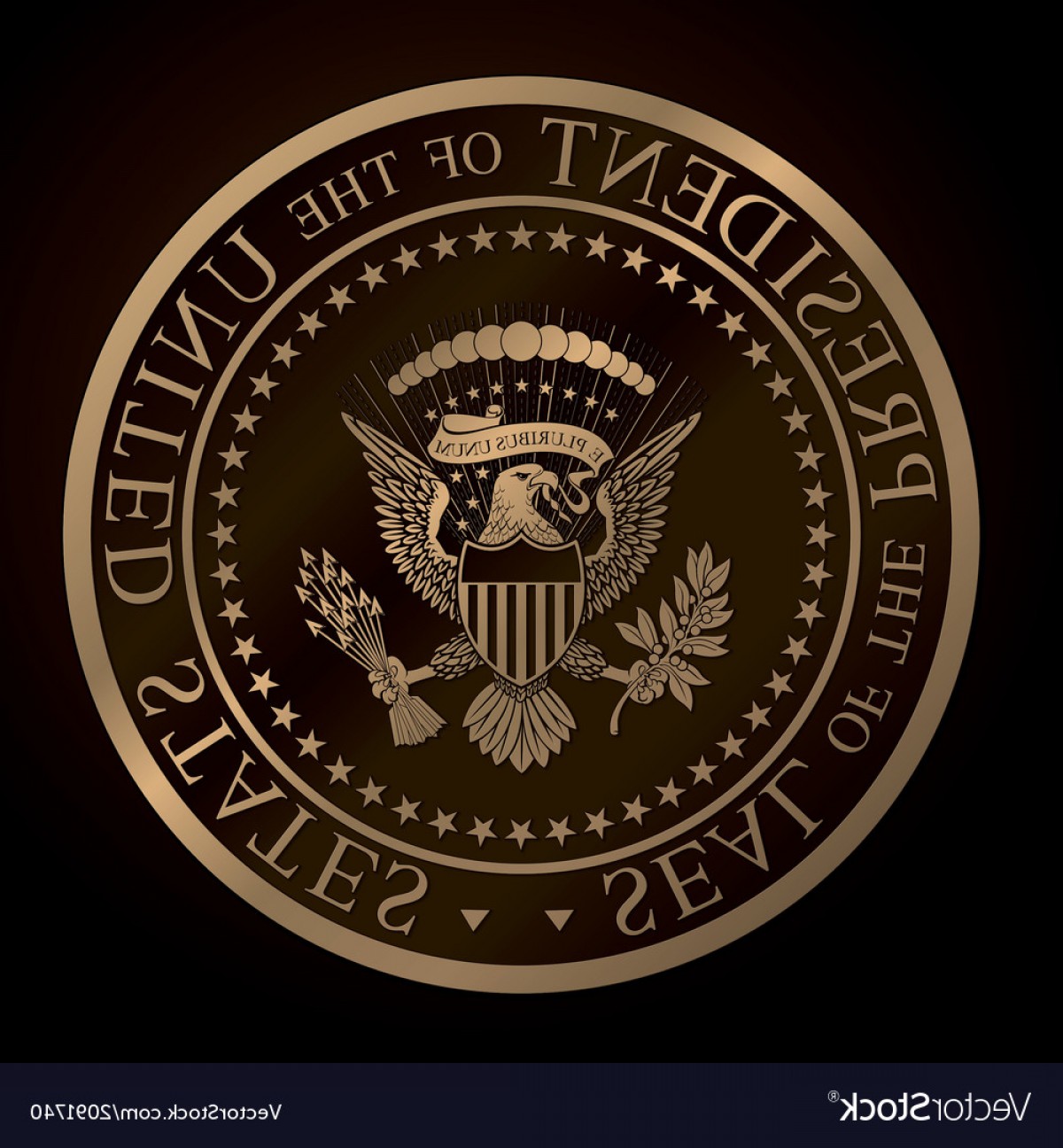 1200x1296 Us Golden Presidential Seal Emboss Vector Handandbeak