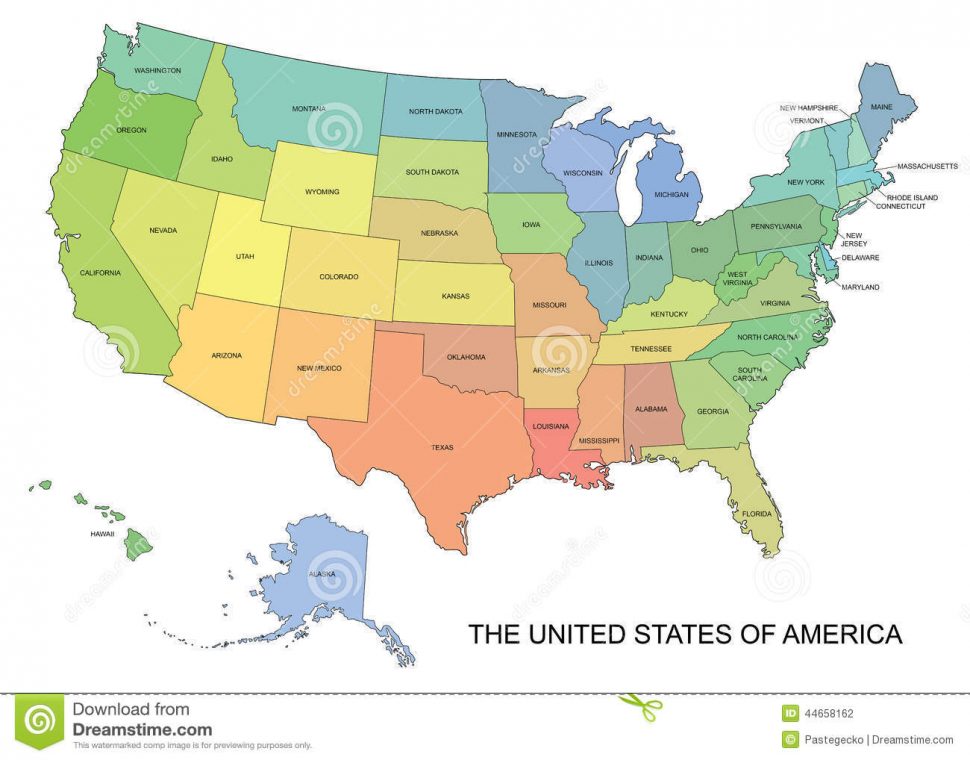 970x760 Us Map Vector Map The Usa State Names Stock Illustration United