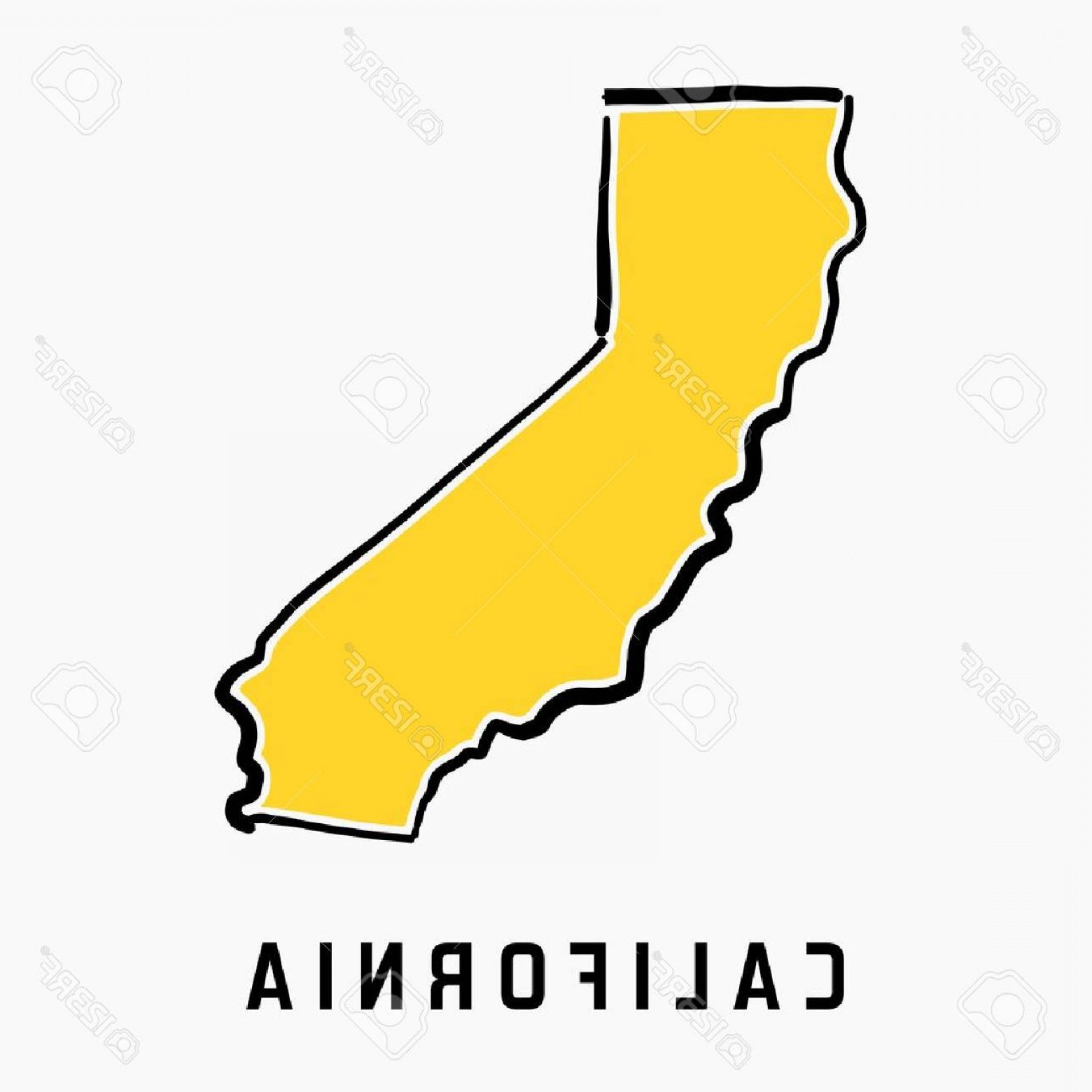 1560x1560 Photostock Vector California Map Outline Smooth Simplified Us