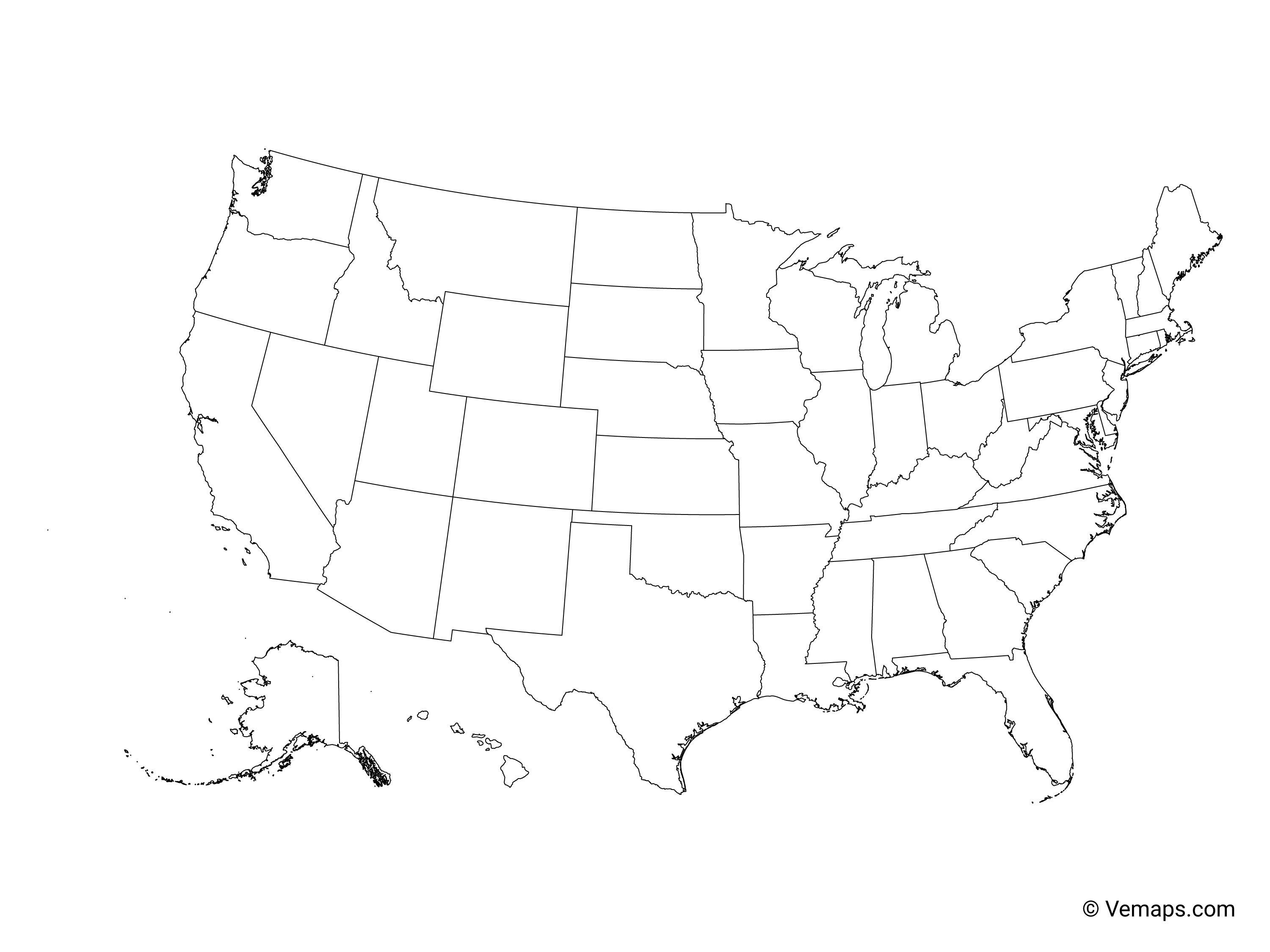 3000x2250 Outline Map Of The United States With States Free Vector Maps