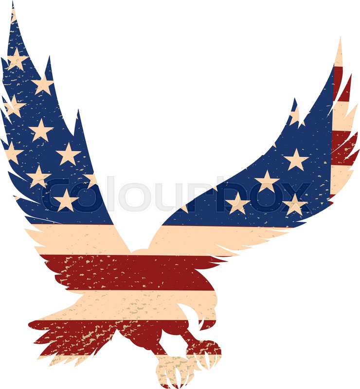 740x800 Eagle Silhouette On The Usa Flag Stock Vector Colourbox
