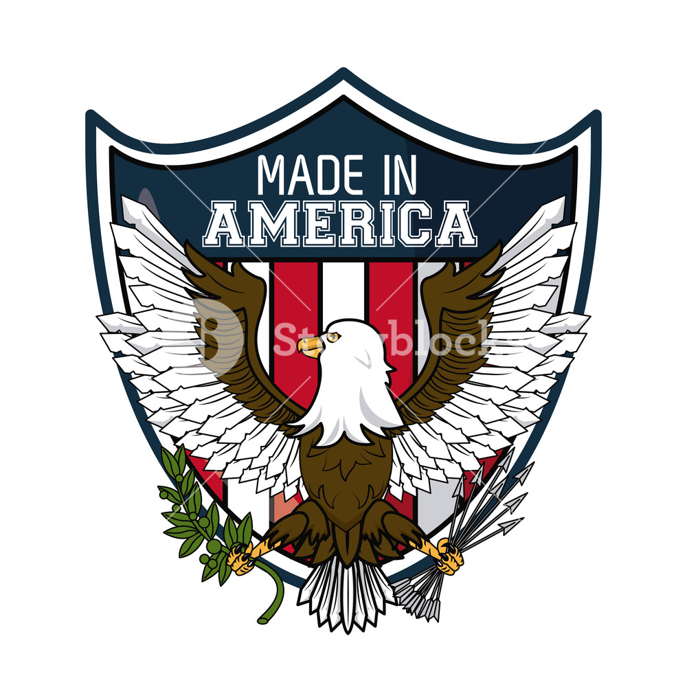 1000x1000 Made In Usa Eagle Hawk On Shield Vector Illustration Graphic