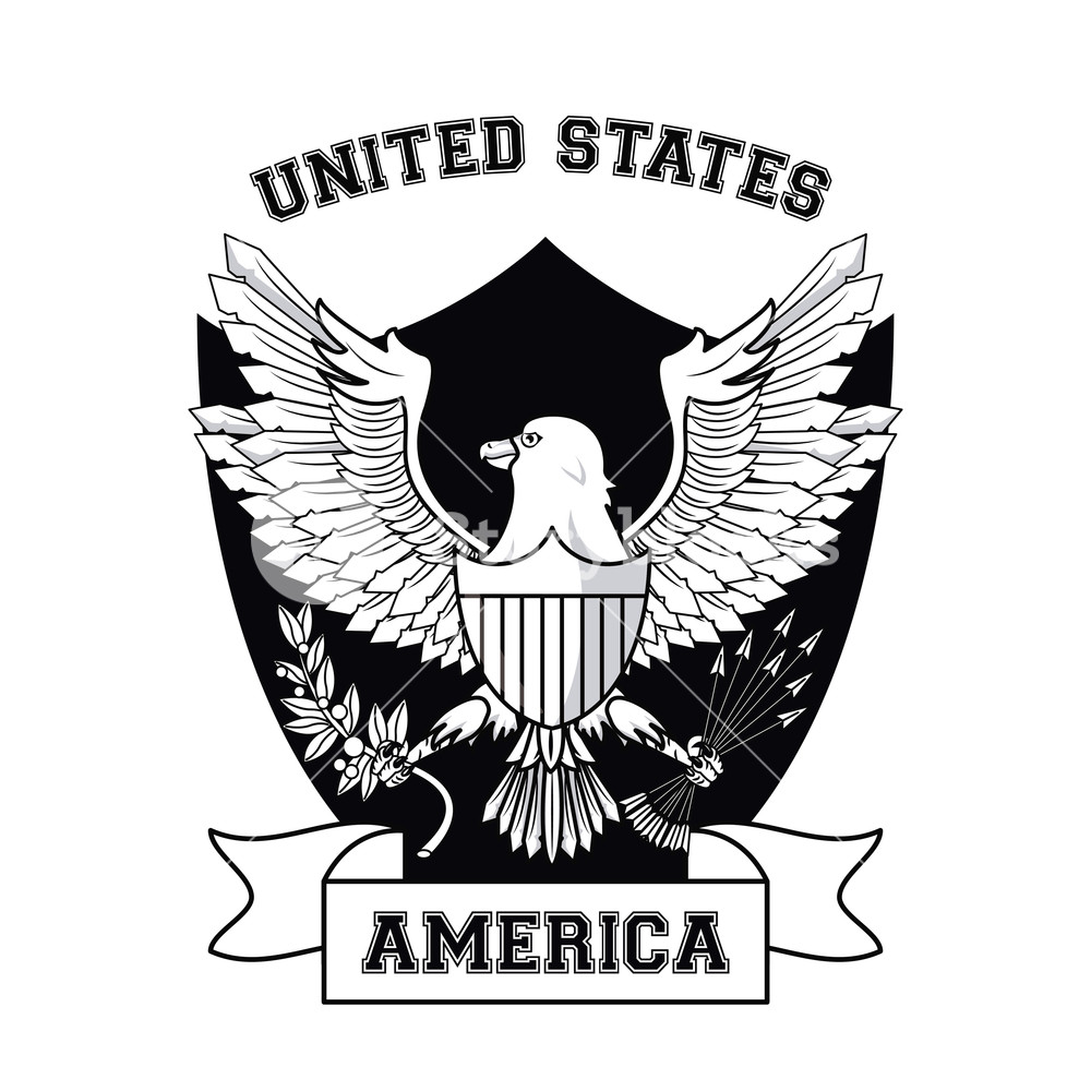 1000x1000 Usa Emblem With Eagle And Badge Ribbon Banner Vector Illustration