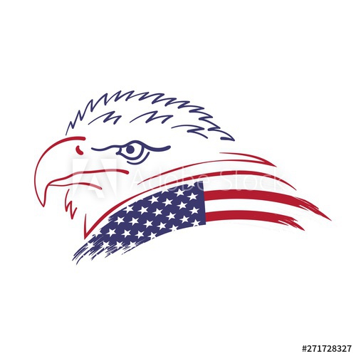 500x500 American Eagle Vector Bird With Usa Flag Patriotic Emblem,label
