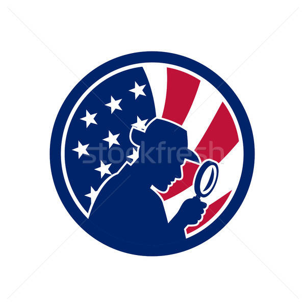 600x600 American Private Investigator Usa Flag Icon Vector Illustration