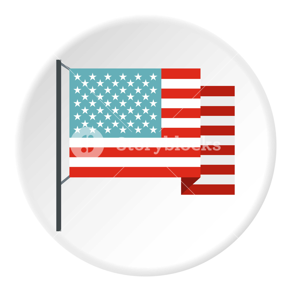 1000x1000 American Flag Icon In Flat Circle Isolated Vector Illustration