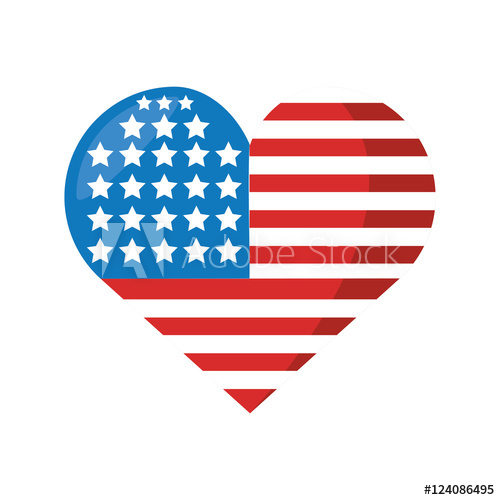 500x500 Heart With Usa Flag Icon Vector Illustration Design