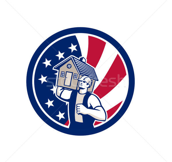 600x564 American House Removal Usa Flag Icon Vector Illustration
