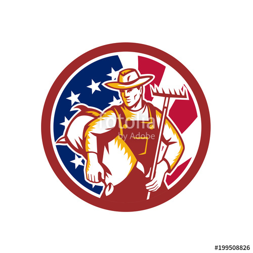 500x500 American Organic Farmer Usa Flag Icon Stock Image And Royalty