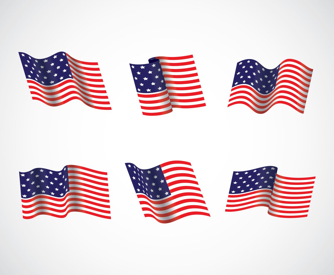 1136x936 Set Of Wavy Usa Flag Vector Art Graphics