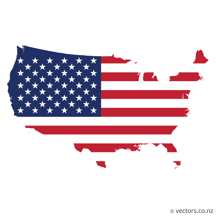 700x700 Flag Vector Map Of The Usa