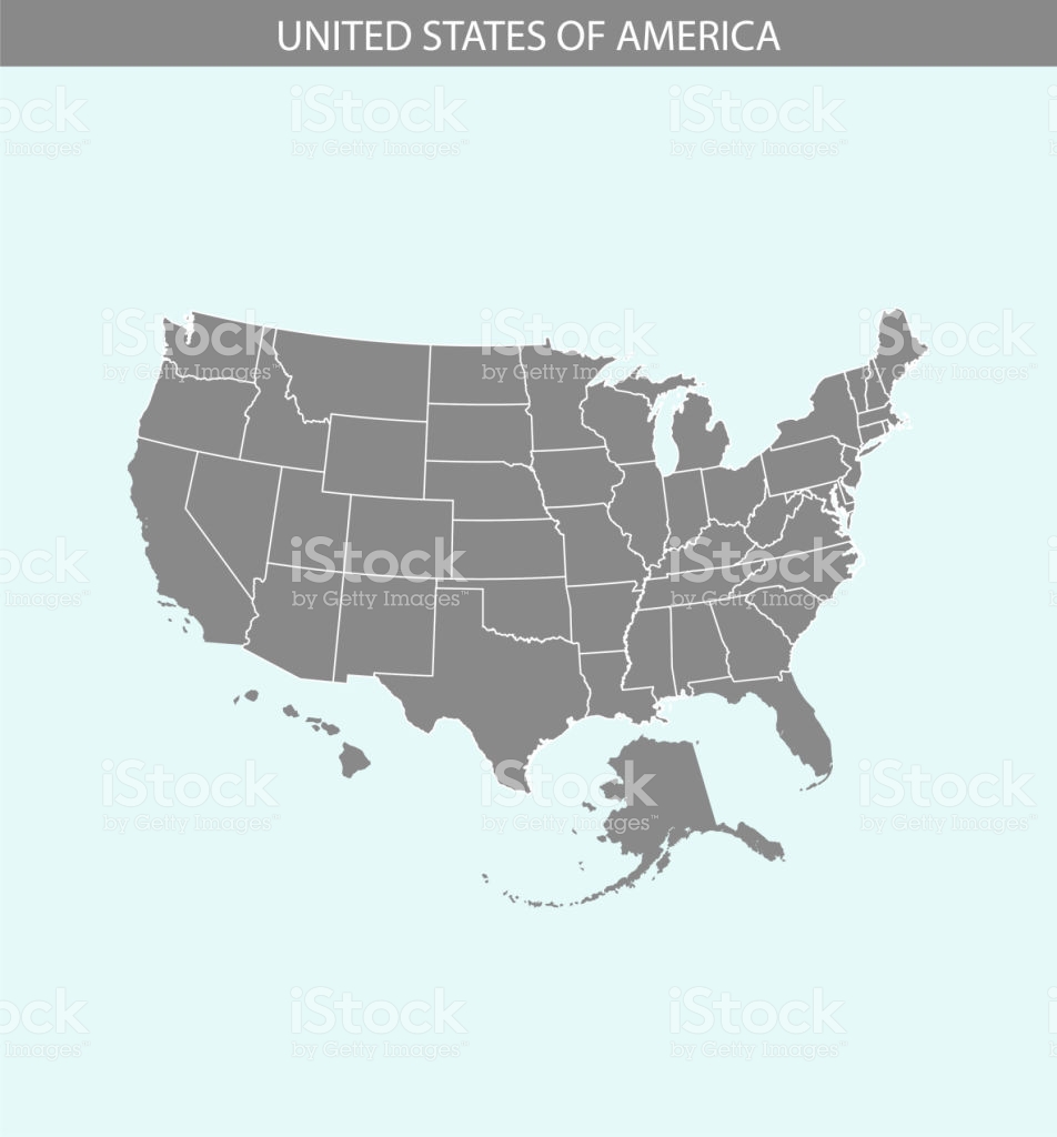 952x1024 Us Map Usa Map Vector Outline Illustration Cartography Gray
