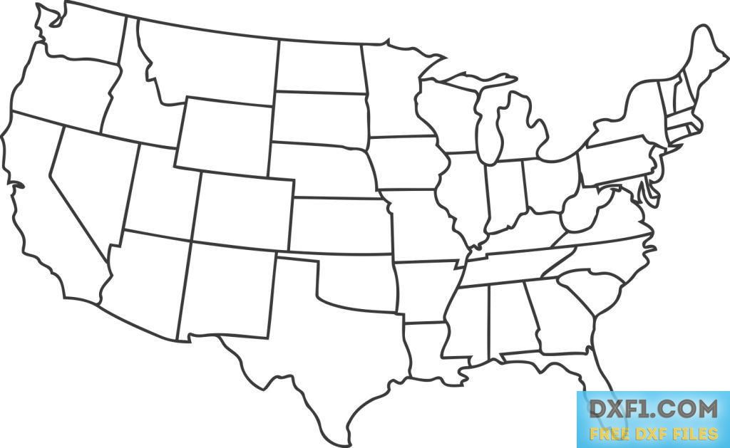 1024x629 Usa Map Dxf, Free Download United States