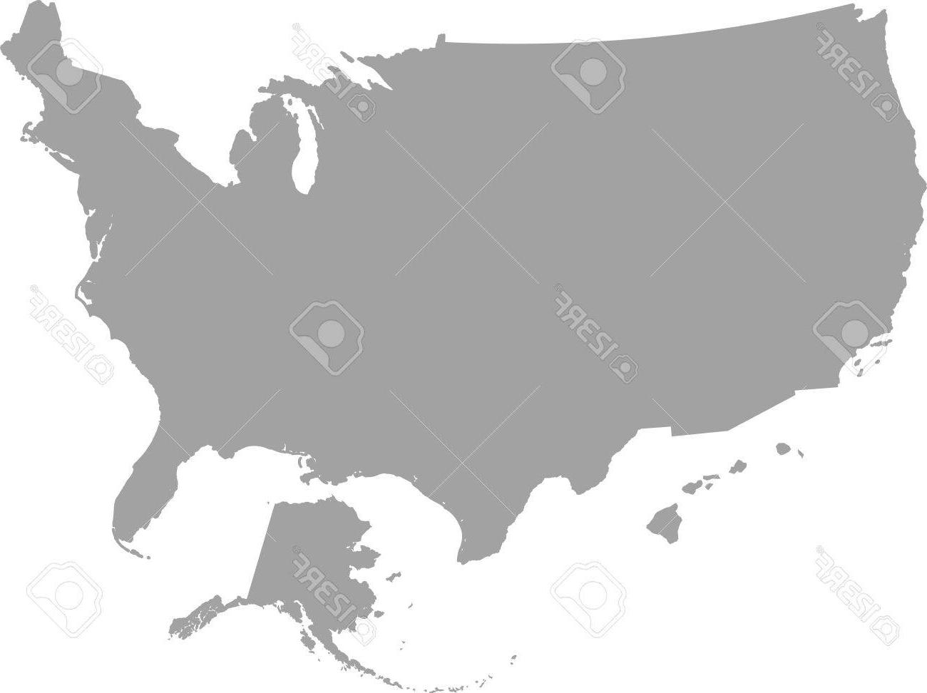 1300x972 Unique United States Map Outline Color Vector Drawing Vector