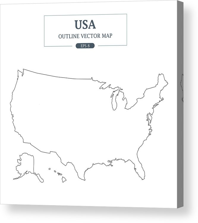 666x750 Usa Map Outline Border On White Background Vector Illustration