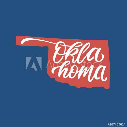 500x500 Oklahoma Hand Drawn Usa State Name Inside State Silhouette