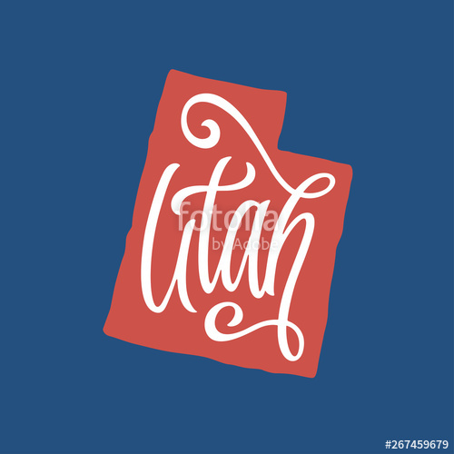 500x500 Utah Hand Drawn Usa State Name Inside State Silhouette Vector