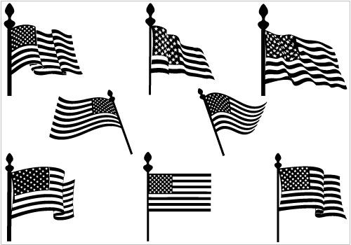 500x350 American Us Flags Silhouette Vector Graphics July Vector