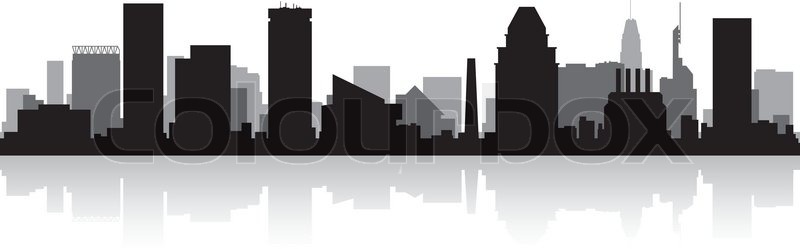 800x249 Baltimore Usa City Skyline Silhouette Stock Vector Colourbox