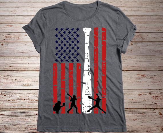570x464 Usa Softball Flag Grunge Softball Player Etsy