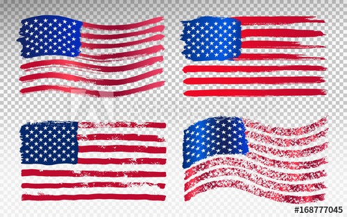 500x313 Set Of Grunge American Flag Watercolor Flag Of Usa Vector