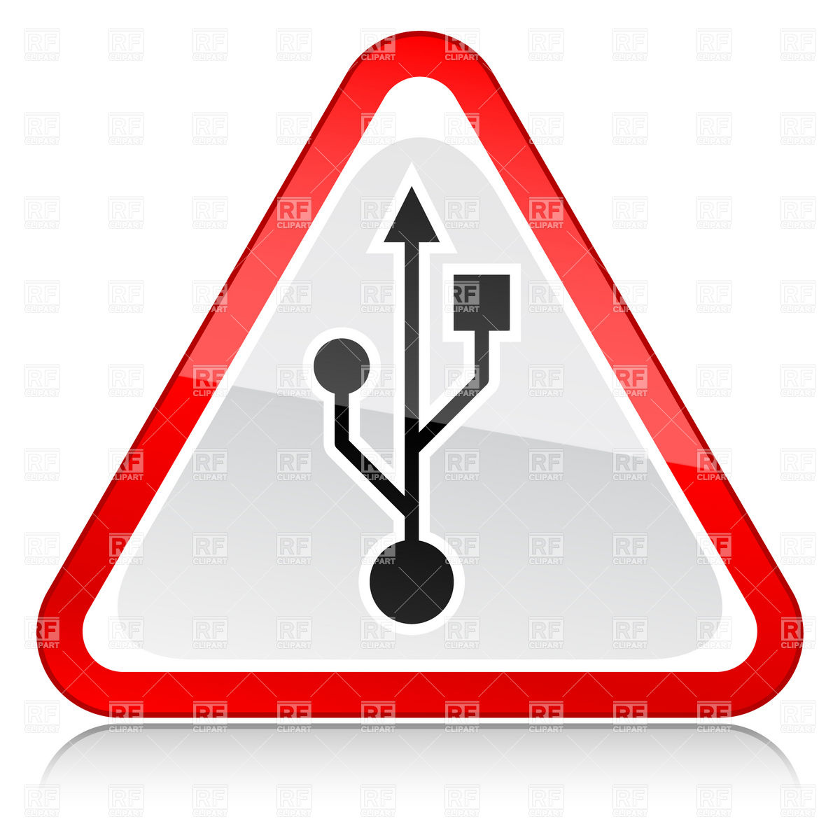 1200x1200 Three Cornered White Traffic Sign With Red Border And Usb Symbol