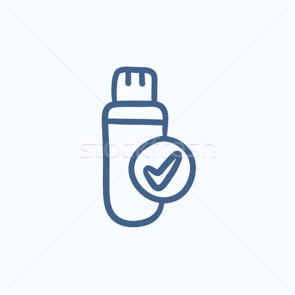 600x600 Usb Flash Drive Sketch Icon Vector Illustration Andrei Krauchuk