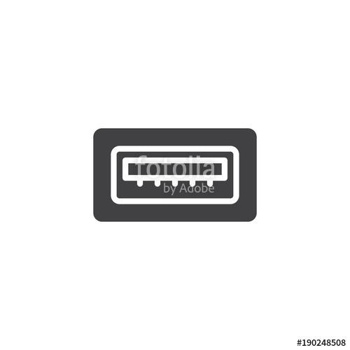 500x500 Usb Port Icon Vector, Filled Flat Sign, Solid Pictogram Isolated