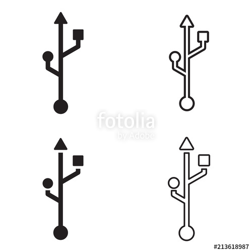 500x500 Usb Symbol Icon Set Vector Stock Image And Royalty Free Vector