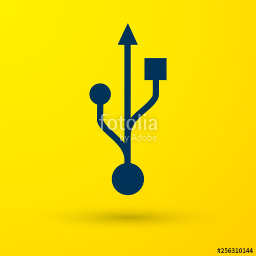 500x500 Blue Usb Symbol Icon Isolated On Yellow Background Vector