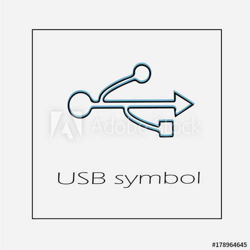 500x500 Usb Symbol Vector Icon Simple Isolated Outline