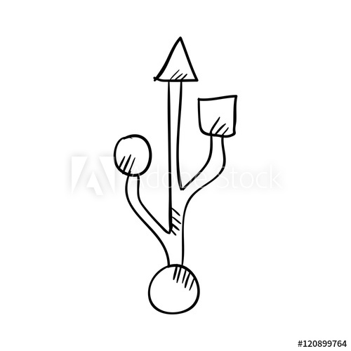 500x500 Usb Symbol Flash Drive Data Storage Drawn Design Vector