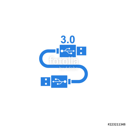 500x500 Icon Usb Blue Sign Isolated On White Background Vector