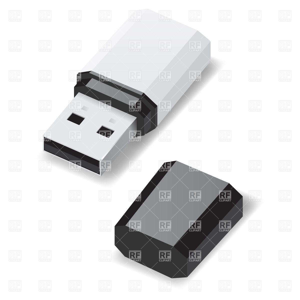 1200x1200 White Usb Flash Drive With Black Cap Vector Image Of Objects