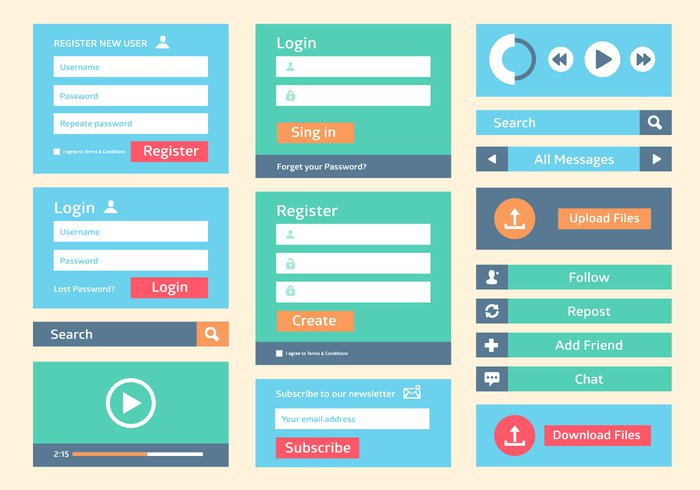 700x490 Free Flat Web User Interface Vector Background