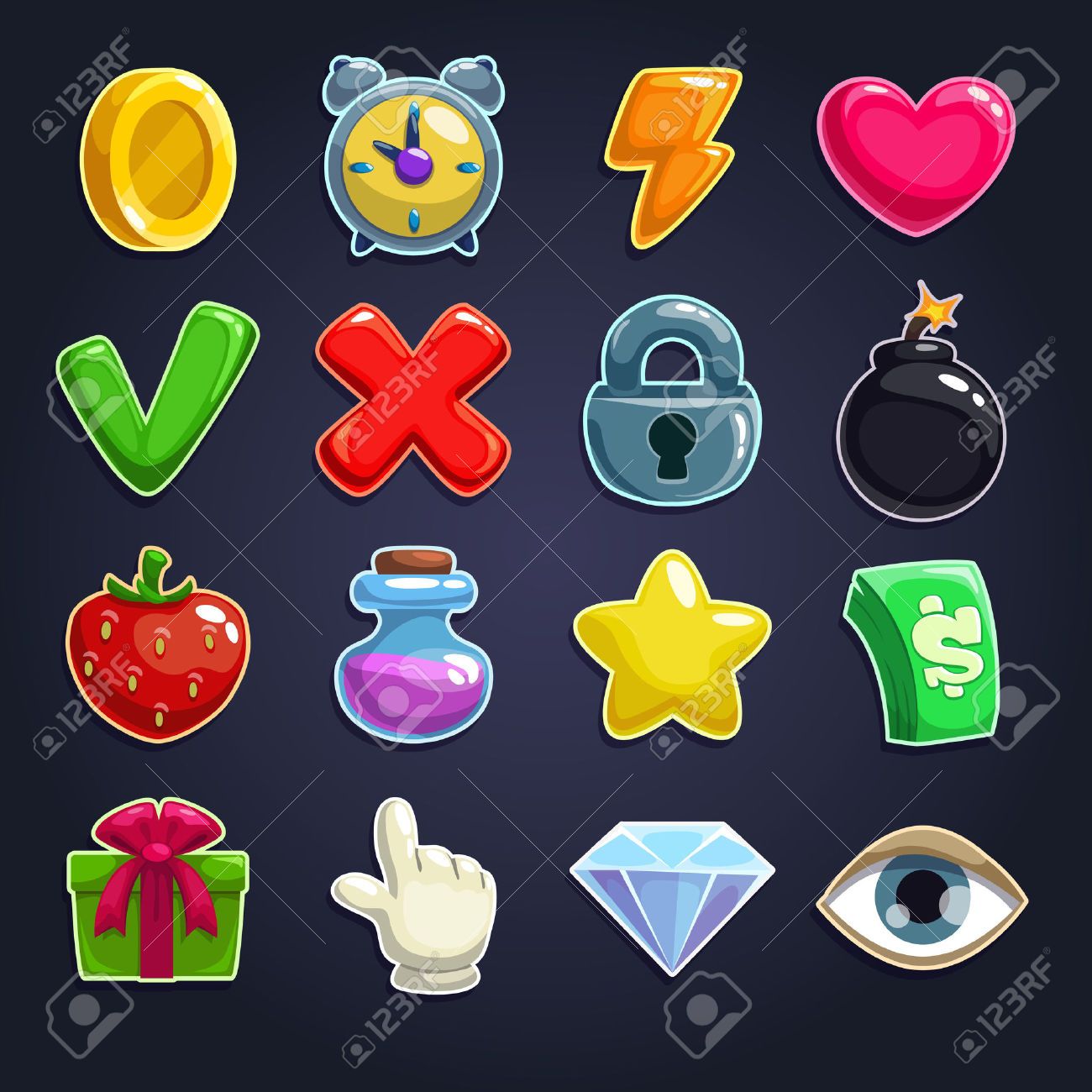 1300x1300 Stock Vector Icon Heart In Cartoon Icons, Game Icon, User