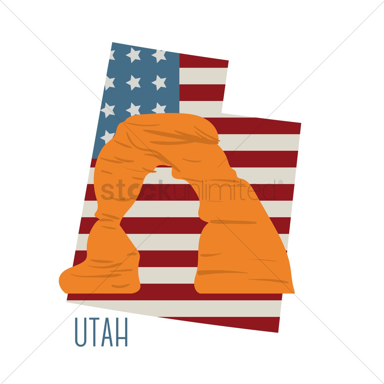 1300x1300 Utah State Map With Delicate Arch Vector Image