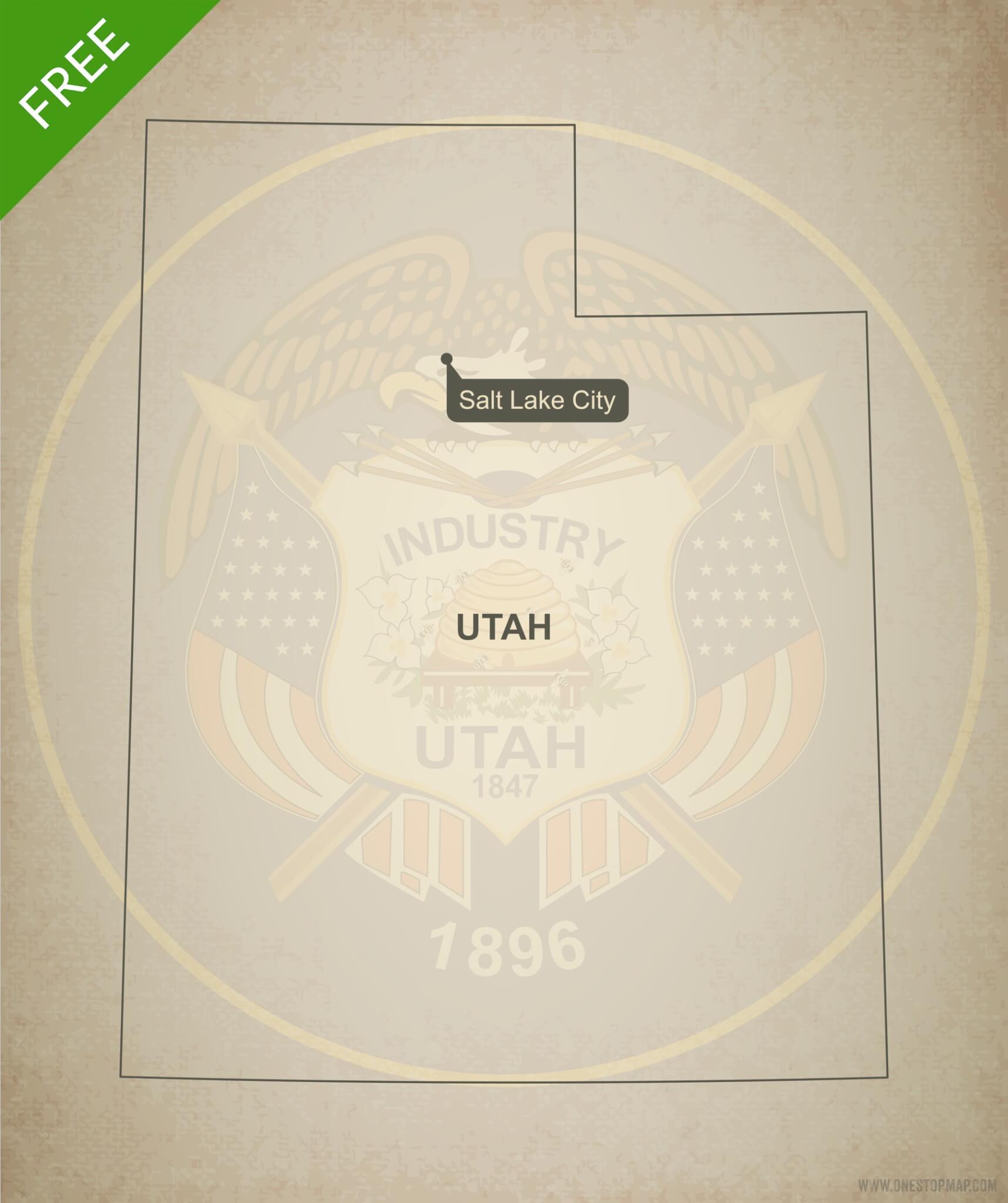 1716x2048 Free Vector Map Of Utah Outline One Stop Map