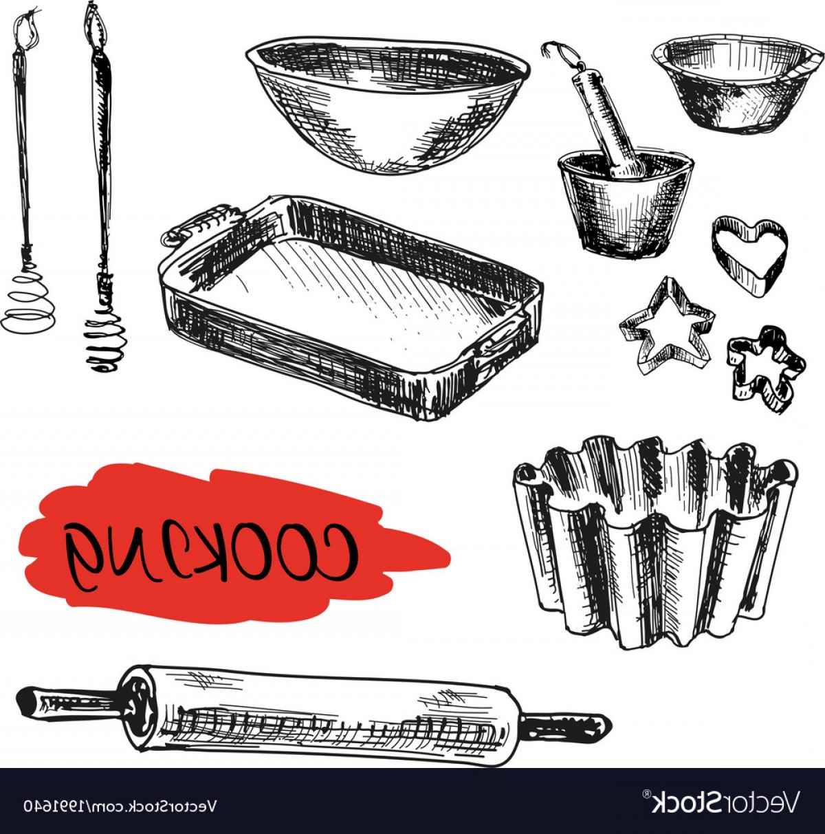 1200x1213 Set Of Kitchen Utensils All Baking Vector Catchsplace