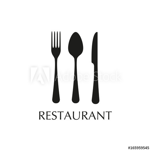 500x500 Spoon, Fork And Knife Flat Icons Restaurant Emblem Template
