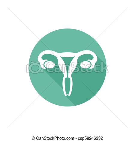 450x470 Uterus Vector Round Flat Icon With Long Shadow Uterus Isolated