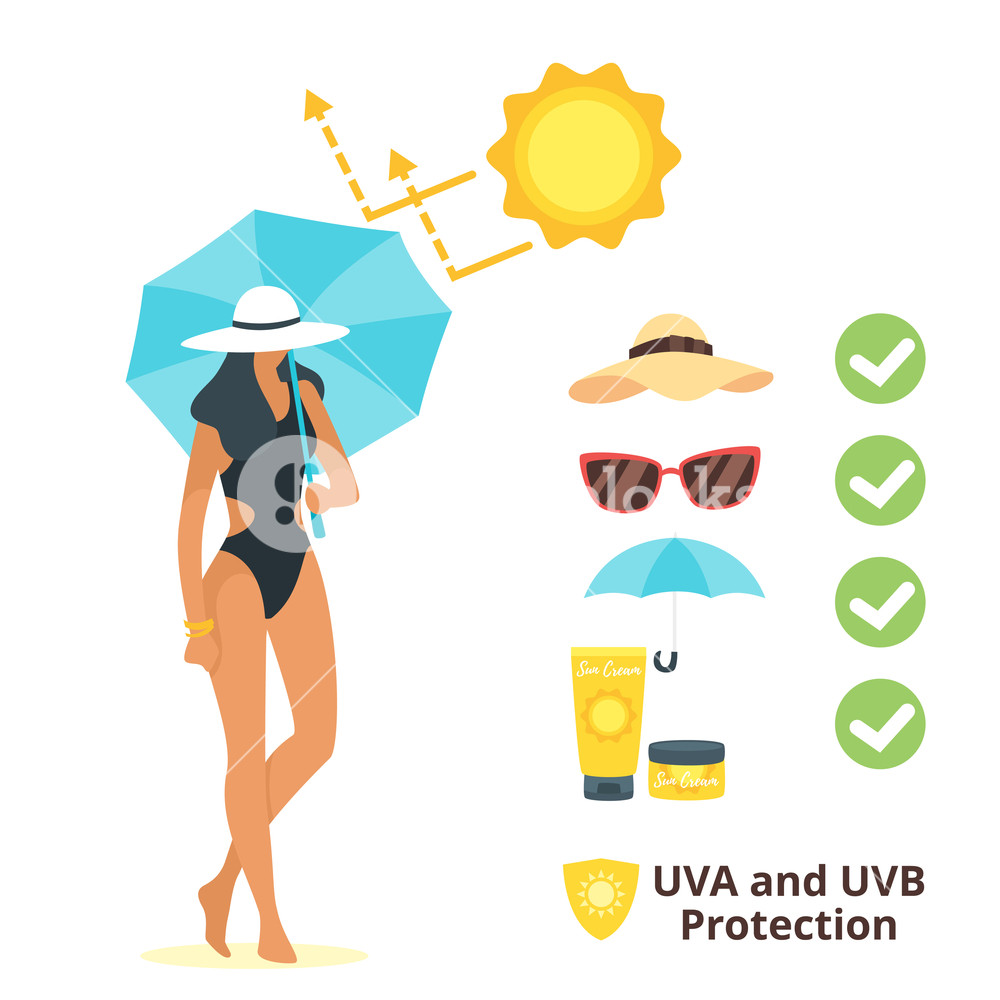 1000x1000 Vector Cartoon Style Illustration Of Woman In Swim Suit