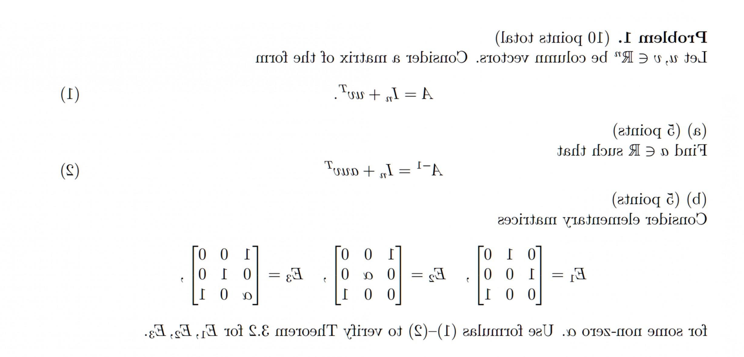 2455x1179 Let U V Epsilon R N Column Vectors Consider Matrix Form Uv T Find