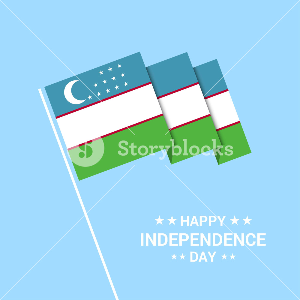 1000x1000 Uzbekistan Independence Day Typographic Design With Flag Vector