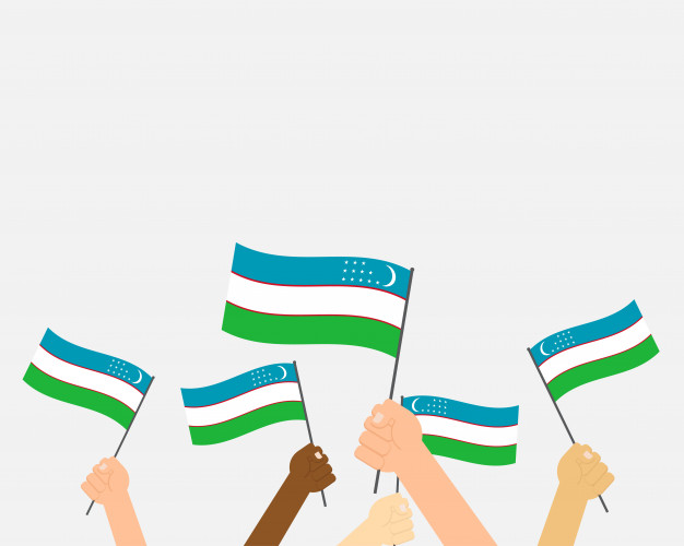 626x500 Vector Illustration Hands Holding Uzbekistan Flags Vector