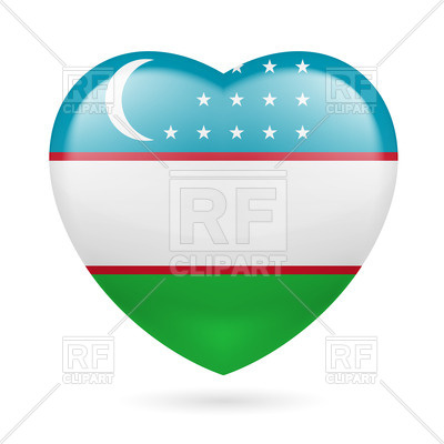 400x400 Heart With Uzbek Flag Colors I Love Uzbekistan Vector Image