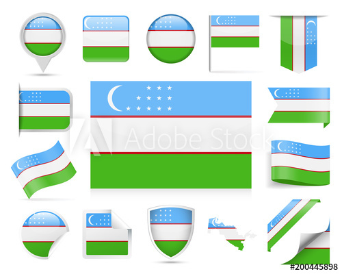 500x400 Uzbekistan Flag Vector Set